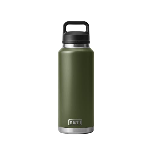 YETI Rambler Bouteille isotherme en acier inoxydable avec bouchon Chug – 1,4 l – Vert olive (Highlands Olive)