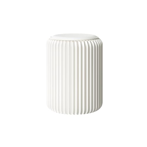 Image of 17 Inch Folding Stool 660lb Foldable Paper Stool, Eco-Friendly Kraft Paper Honeycomb Design Home Furniture Modern, Foldable to 1.2 Inch Round Foot Stool for Living Dining Room (White)