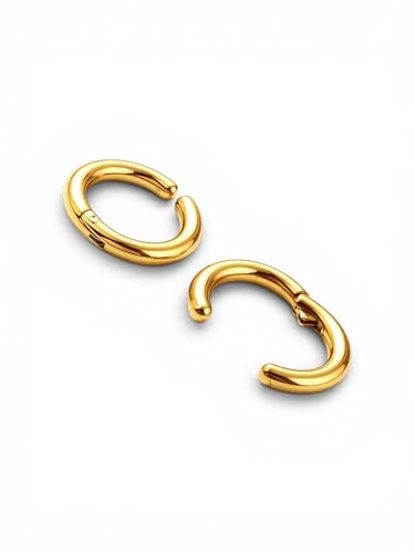 Image of Trendy Stainless Steel Clip On Hoop Earring, Non-Piercing, Small Round Ear Cuff, for Men, Women, Boys and Girls, 1 Pair