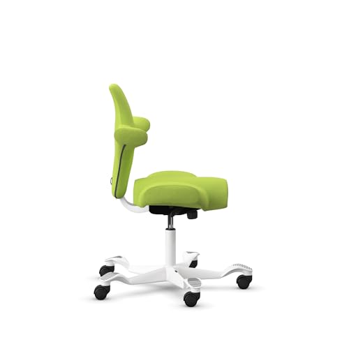 Image of HAG Capisco Standard Chair-White Frame-Upholstered Bright Green