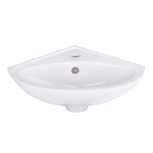 Belvit Lavabo de esquina de cerámica, 36 x 36 x 15 cm