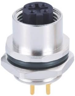 10pcs M12 Receptacle Connector PCB Type 4Pin D-Code Female Panel Rear Mounting Socket