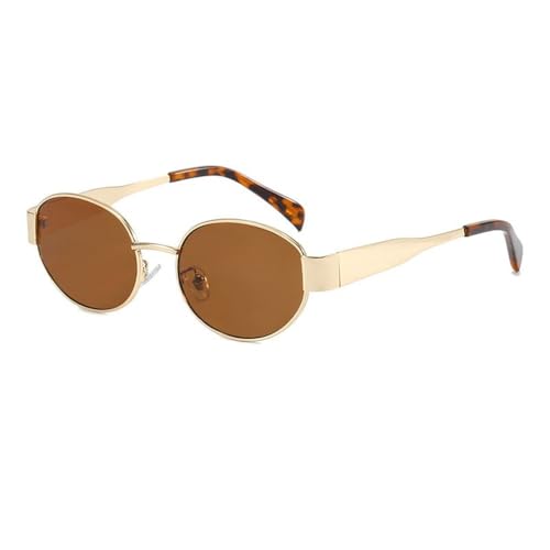 Lunettes de soleil ovales en métal de luxe style vintage chic pour homme et femme