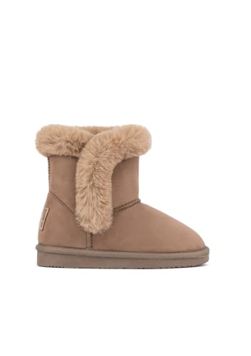 B&W Break&Walk Botas Australianas Logo Water Repellent Taupe B&W - Botas Australianas mujer y niña con forro polar (Taupe/Talla 39)