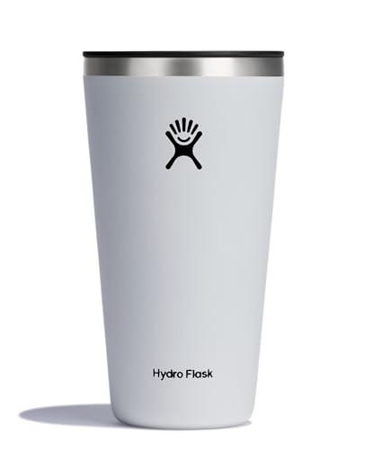Hydro Flask All Around Tumbler Press-in Lid, Insulated Travel Mug, Stainless Steel Coffee Cup 28 Oz White