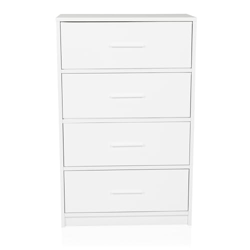 hjh LIVING Cómoda con 4 cajones ESTORIA 58x30x91,5 cm Cómoda de Estilo escandinavo para despacho Dormitorio salón, Blanca
