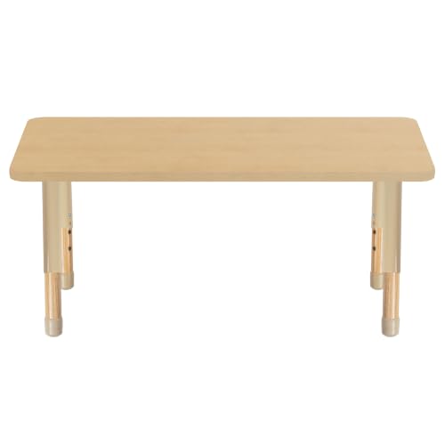 Image of 24 inch x 48 inch Rectangle Kids Classroom Table with Adjustable Chunky Wood Legs