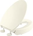 KOHLER Hyten Elevated Quiet-Close Elongated Toilet Seat, Biscuit, 3" Raised Seating Surface, Grip-Tight Installation Hardware