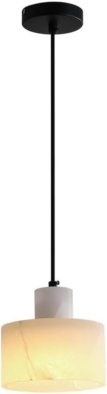 Creative Cylinder Pendant Light Fixtures, Modern Marble Shade Hanging Pendant Lamp with Metal Dome, 78.7in Adjustable Height E27E26 Sockets