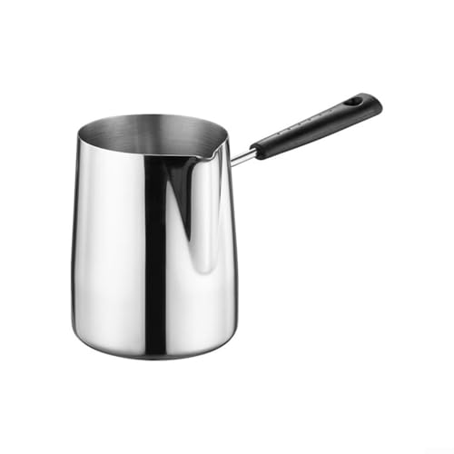 Cafetera turca de acero inoxidable para preparar bebidas calientes y condimentos, resistente a la corrosión, con boquilla de vertido eficiente, fácil de limpiar, plateada, 350 ml, 600 ml, 900 ml