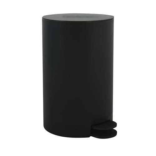 MSV - Cubo de Basura Cosmético Modelo Osaki - 3 Litros con Tapa y Pedal para Baño - Compacto para Espacios Pequeños - Recipiente Interior Extraíble - Negro