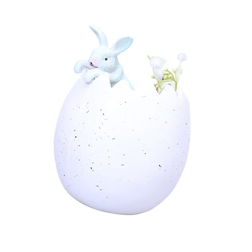 Qsvbeeqj Pot de fleurs d'intérieur en forme de lapins de Pâques et coquille d'œuf Qsvbeeqj Pot de fleurs d'intérieur en forme de lapins de Pâques et coquille d'œuf
