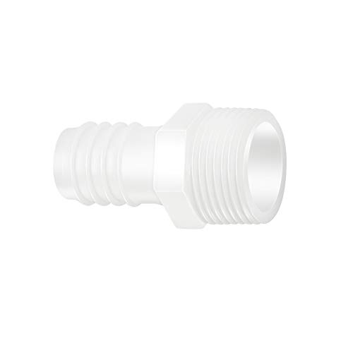 Quickun Plastic Hose Barb Fitting, 1/2" Barb to 1/2" Male Thread White Adapter Union Fitting (Pack of 5)