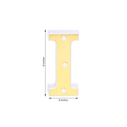 Image of Efavormart 6 inch Gold Marquee Letter I, Mirror Front Warm White LED Light Up 3D Sign, Battery Operated 72H Glow for Wedding Party & Wall Decor