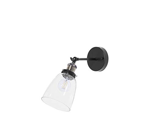 Preisvergleich Produktbild Beliani Industrielle Wandlampe geschwungener Lampenschirm Metall / Glas schwarz Lovat