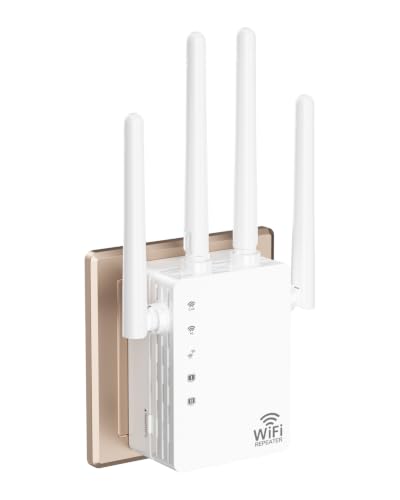 Image of WiFi Extender Signal Booster, Wide Coverage Supports 105 Devices for Home | WiFi Booster Covers 12880 Sq.ft Range, 1200Mbps Speed, Effortless 1-Key Setup, Flexible Wired Connection, 105 Device Capacity
