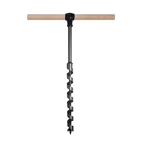 Manual Hand Drill and Hand Wood Auger for Wood Camping Shelter Building, Multipurpose Manual Survival Drill Bit with A Wooden Stick Hand Auger Woodworking Hole Saw Bit to Fix The ?Tent Nails (Color :