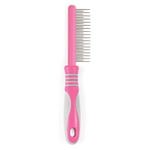 Ancol Ergo Cat Moulting Comb – Pink Grooming Tool for Long Haired Cats – Detangles Removes Loose Hair and Detects Fleas – Easy To Use Pet Care Accessory