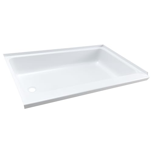 RecPro RV 40" x 24" White Shower Pan | Camper Shower Pan (Left Drain)