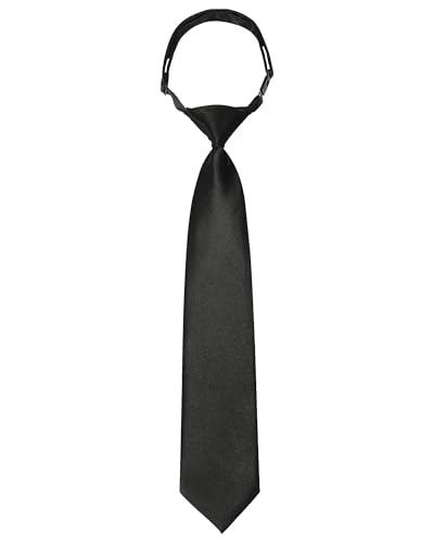 Kajeer Ties for Kids Boys Necktie Adjustable - Woven Little Boys Pre-tied for Kids Formal Wedding Graduation School Uniforms (Black, S (age 6 month - 5 years))