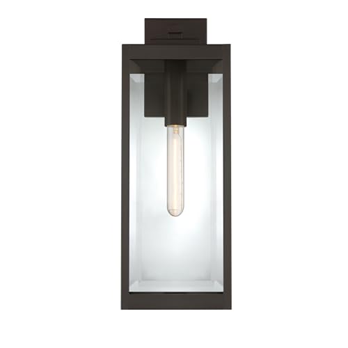 Image of Quoizel Westover 20 inch Outdoor Wall Lantern, Western Bronze | 1-Light, Clear Beveled Glass, E26 Base, ETL Wet Rated