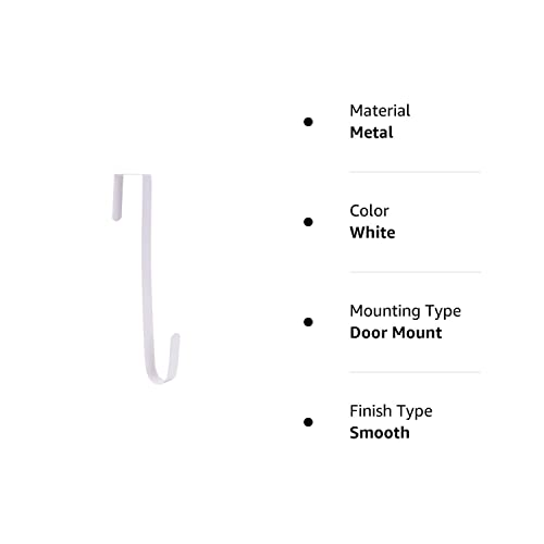 Sattiyrch 12" Wreath Hanger For Front Door,Metal Over The Door Single Hook,White (1) #TOP5