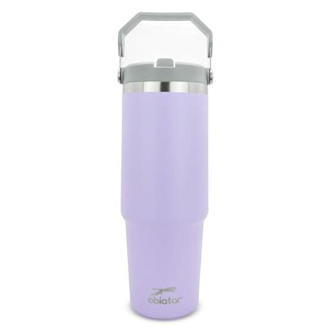 30 oz Tumbler with Handle | Insulated Tumbler with Lid and Straw | Stainless Steel Vacuum Water Bottle Travel Mug | Keeps Cold & Hot Drink (Lavender)