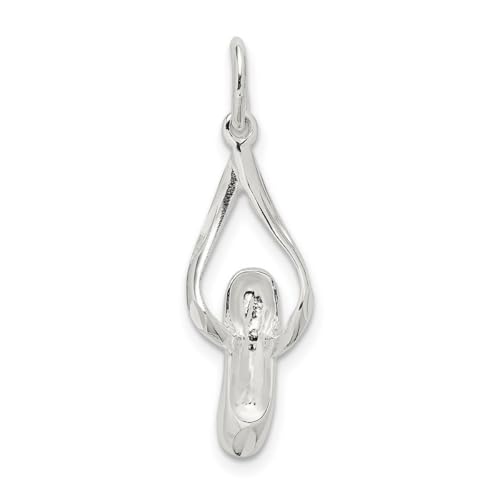 Collar con colgante de plata de ley 925 satinada pulida con diseño de bailarina, mide 28 x 9 mm de ancho, dije para mujer, Plata de ley