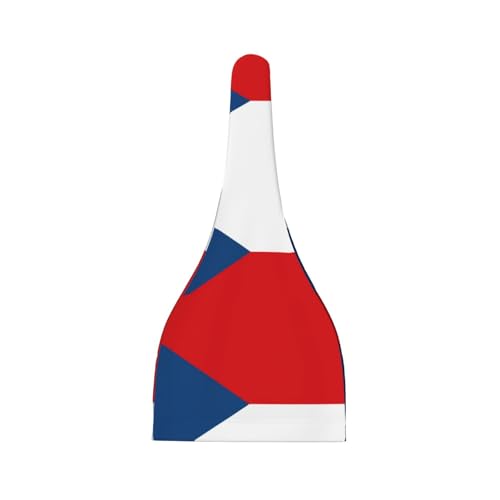 Flag of The Czech Republic Print Newborn Baby Hat, Soft Top Knotted Beanie Cap, Cute Infant Headwear for 0-6 Months Welcome Party Black2