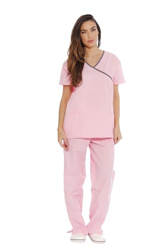 11140W Just Love Women's Scrub Sets / Medical Scrubs / Nursing Scrubs - XL, Light Pink with Steel Grey Trim,Light Pink With Steel Grey Trim,X-Large