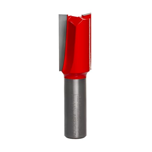 Image of Freud 12-154: 3 /4 inch (dia.) Double Flute Straight Bit with 1 /2 inch shank, 1-1 /4 inch carbide height Red