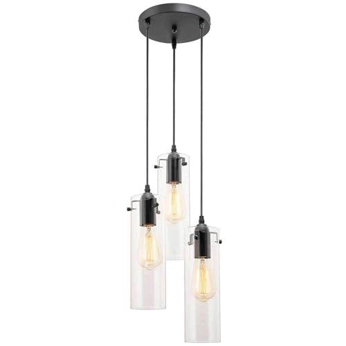 Plafonnier en verre E27 et métal noir au design chic pour salon contemporain