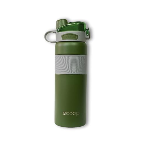 Image of ecoop Super Sipper Insulated Water Bottle | 316L Stainless Steel | 18Hrs Hot & Cold | Dual-Lid Sipper | Leak-Proof | BPA Free | for Travel, Gym, Office