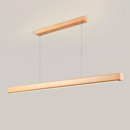 Lampe suspendue à bande en bois moderne 32W pour salon et îlot