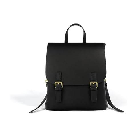 JIUFENG Mini Leather Backpack for Women, Ladies Small Backpack Purse,Sleek Handbag Travel Daypack (Black) Cover