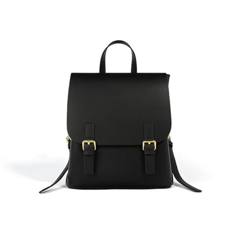 JIUFENG Mini Leather Backpack for Women, Ladies Small Backpack Purse,Sleek Handbag Travel Daypack (Black)