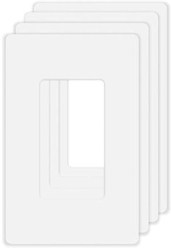 Image of Screwless Decorator Wall Plates 1-Gang Switch Outlet Electrical Cover Plate Unbreakable Thermoplastic Faceplate for Decorative Receptacle Outlet Switch, White (4 Pack)