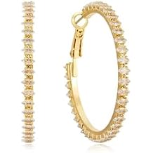 Ettika Gold Earrings. Hoops for Women. Spotlight Crystal 18K Gold Plated Hoop Earrings. Jewelry, Birthday Gifts For Women