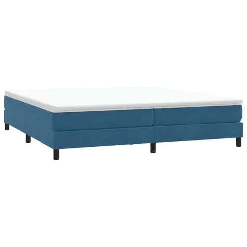 vidaXL Cama Box Spring sin colchón Azul Oscuro Terciopelo 200x210 cm, Cama, somier, Cama de Terciopelo, Muebles de Dormitorio, Cama Doble
