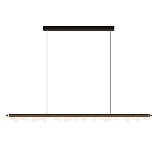 Lámpara colgante de tubo largo lineal negro de 90cm con pantalla acrílica blanca 8