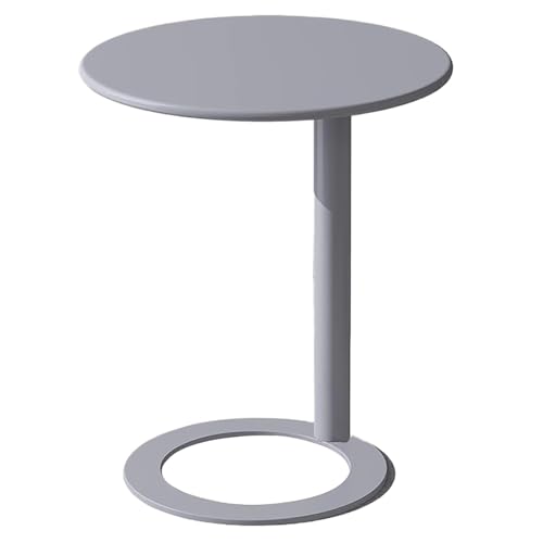 Mesa auxiliar gris en forma de C para desayunar en el sofá de forma cómoda y elegante 2