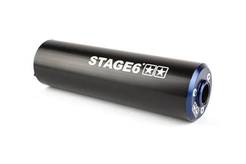 Rear silencer Stage6 50-80ccm mounting left, black/blue