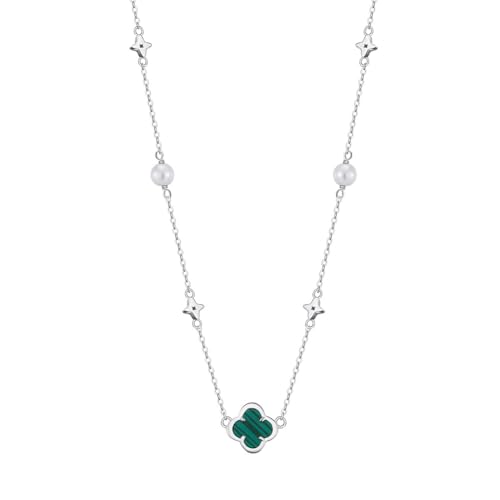 Collier trèfle vert pour femmes, résout le ternissement avec son argent 14k