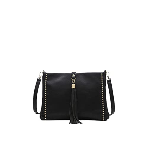 JEN & CO. Small Crossbody Bags for Women - Clutch Purse Vintage Handbag Marie Bag with Grommet Details and Tassel (M1941)