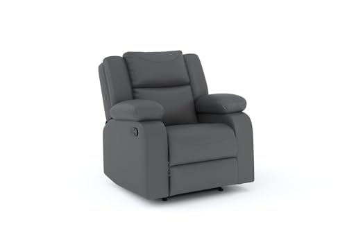 Image of Amazon Brand - Solimo AeroEase Velvet Fabric | Single Seater Sofa Recliner | Manual Recliner (Leatherette Grey)