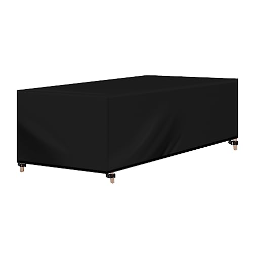 WOLTU Abdeckung für Gartenmöbel, Rechteckig 218x77x55 cm, Abdeckhaube aus 420D Oxford Gewebe, Wasserdicht Abdeckplane UV-Beständig, Schutzhülle Plane für Möbelsets Gartentisch Sitzgruppe,Schwarz