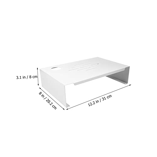 Support en acier blanc pour écran de bureau avec rangement clavier - 3