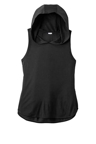 SPORT-TEK Women's PosiCharge Tri-Blend Wicking Draft Hoodie Tank | Athletic Fit Gym Top, Summer Workout Clothing
