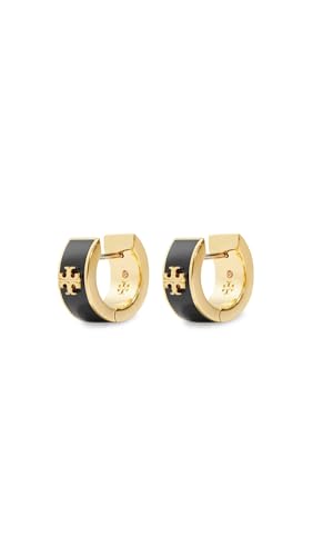 Image of Tory Burch Women's Wide Icon Enamel Huggie Hoop Earrings