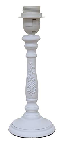 Lampe Lampenfuß Shabby Weiß Holz Landhaus E27 40W 11 x 28 cm Cover